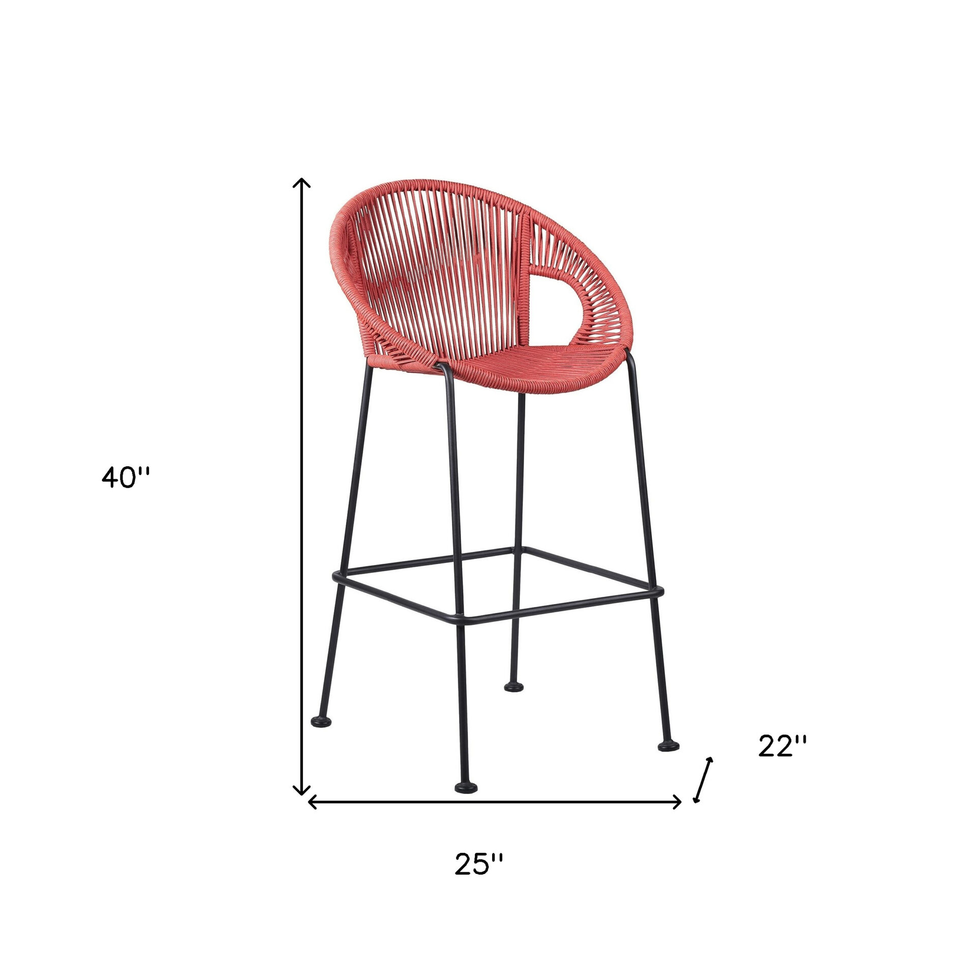 40" Red Metal Low Back Outdoor Bar Stool with Footrest 7 40" Red Metal Low Back Outdoor Bar Stool with Footrest - Image 7