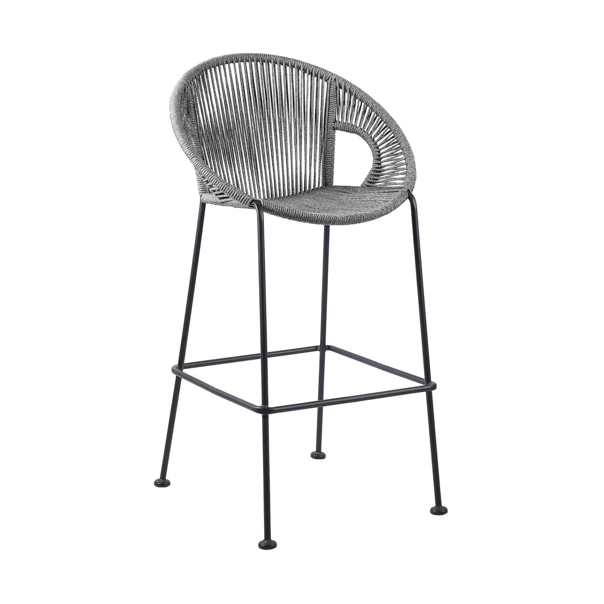 40" Light Gray Metal Outdoor Bar Stool with Footrest 1 40" Light Gray Metal Outdoor Bar Stool with Footrest