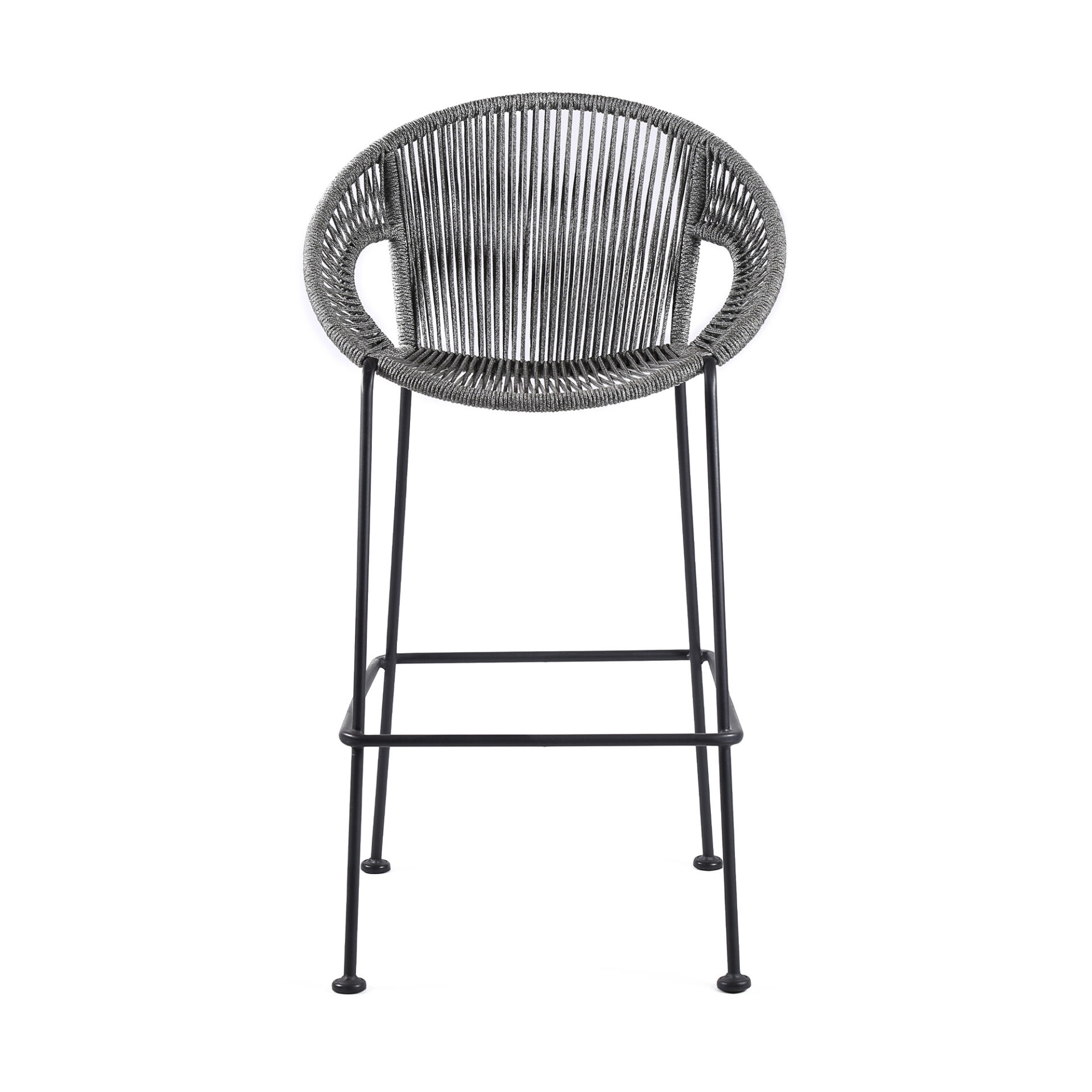 40" Light Gray Metal Outdoor Bar Stool with Footrest 2 40" Light Gray Metal Outdoor Bar Stool with Footrest - Image 2