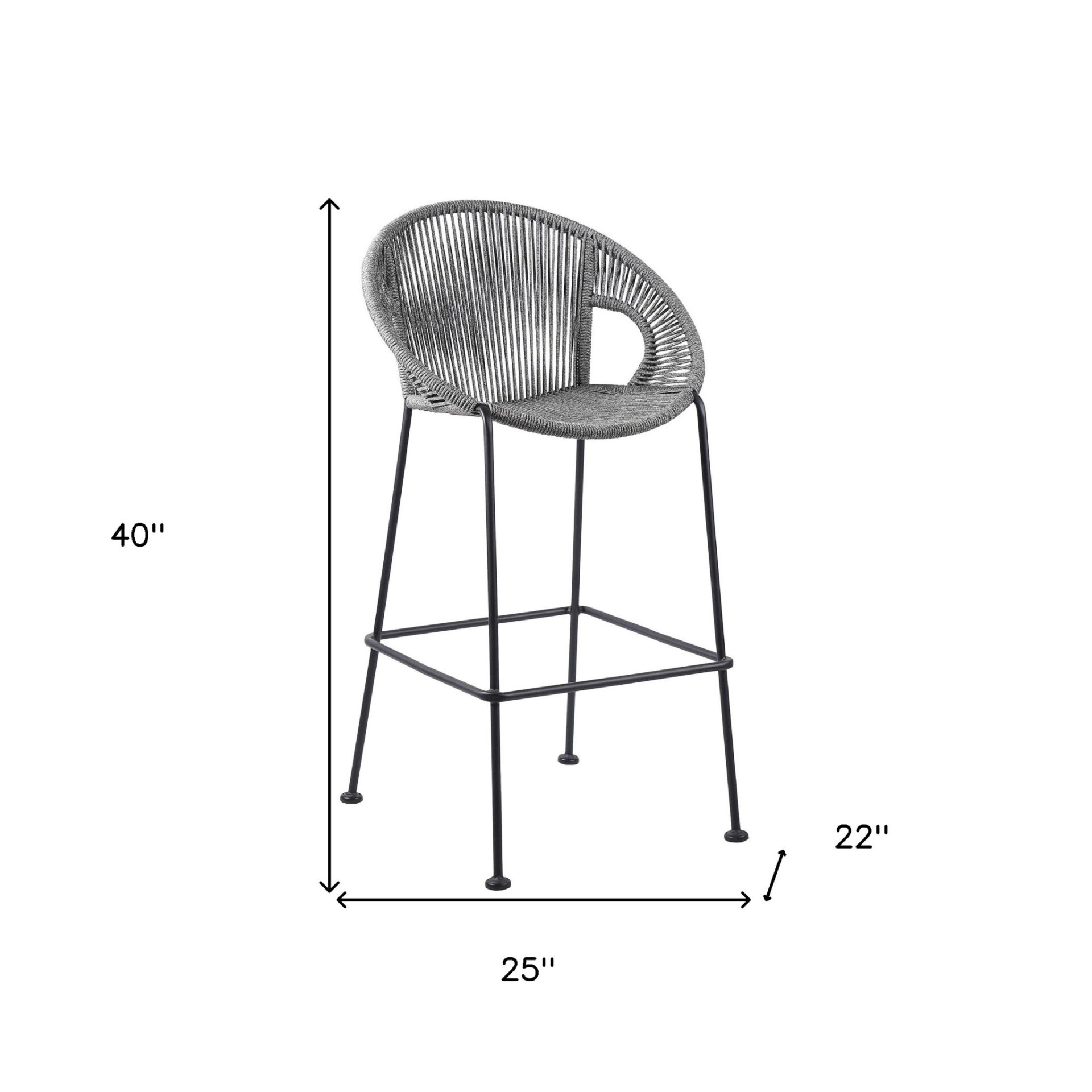 40" Light Gray Metal Outdoor Bar Stool with Footrest 7 40" Light Gray Metal Outdoor Bar Stool with Footrest - Image 7