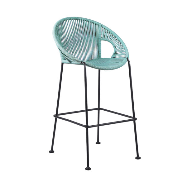 40" Green Metal Outdoor Bar Stool with Footrest and Armrests