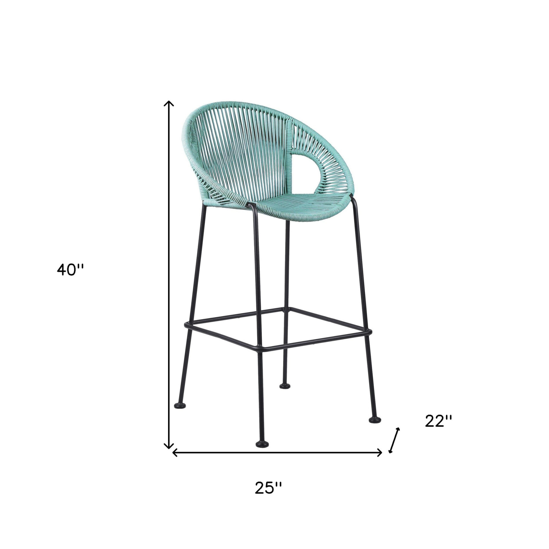 40" Green Metal Outdoor Bar Stool with Footrest and Armrests 7 40" Green Metal Outdoor Bar Stool with Footrest and Armrests - Image 7