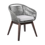27" Gray Solid Wood Outdoor Armchair with Detachable Cushions