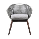 27" Gray Solid Wood Outdoor Armchair with Detachable Cushions