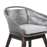 27" Gray Solid Wood Outdoor Armchair with Detachable Cushions