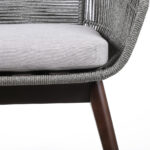27" Gray Solid Wood Outdoor Armchair with Detachable Cushions
