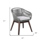 27" Gray Solid Wood Outdoor Armchair with Detachable Cushions