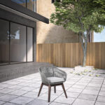 27" Gray Solid Wood Outdoor Armchair with Detachable Cushions