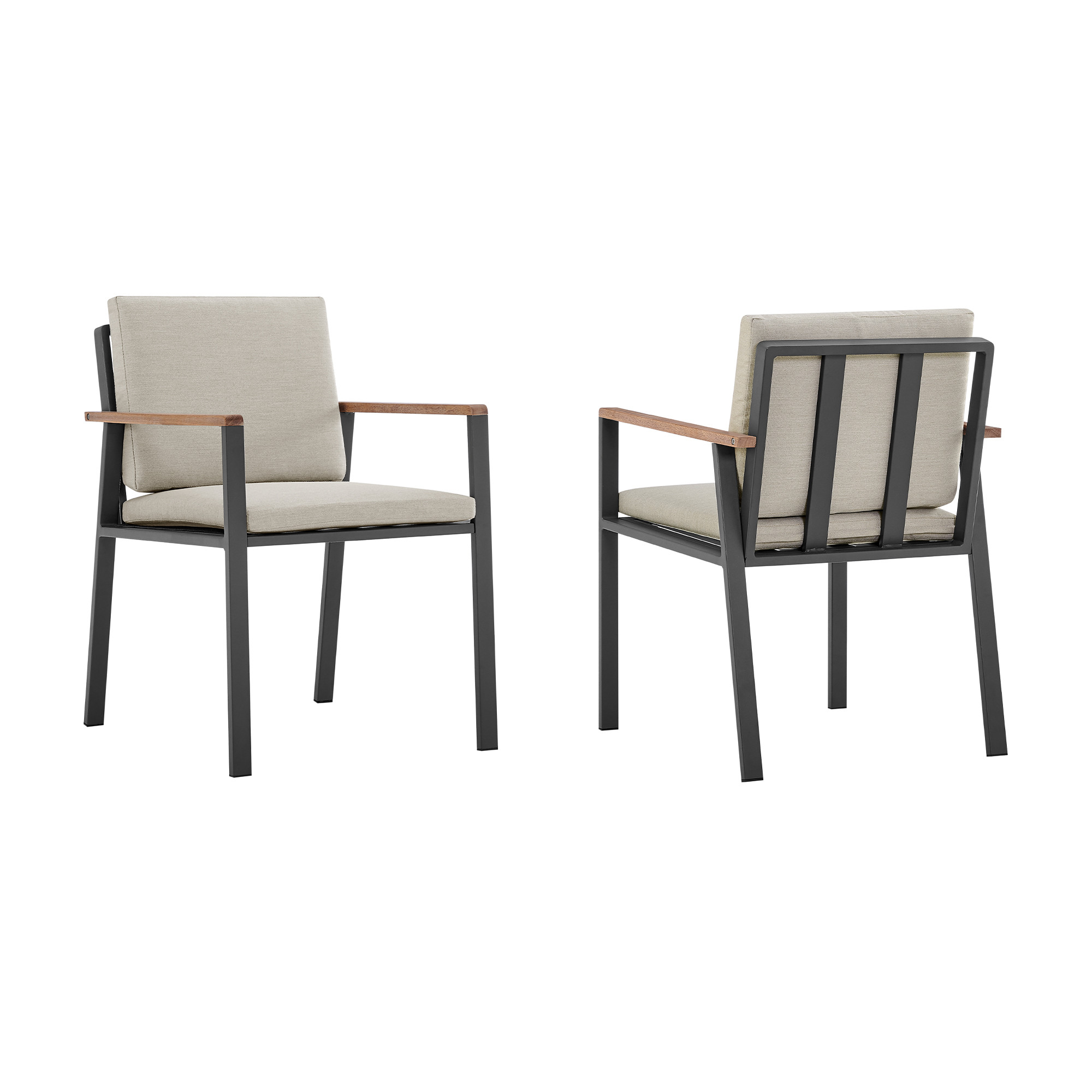 22" Light Gray Teak Outdoor Dining Chair with Taupe Cushion, Set of 2 11 22" Light Gray Teak Outdoor Dining Chair with Taupe Cushion, Set of 2