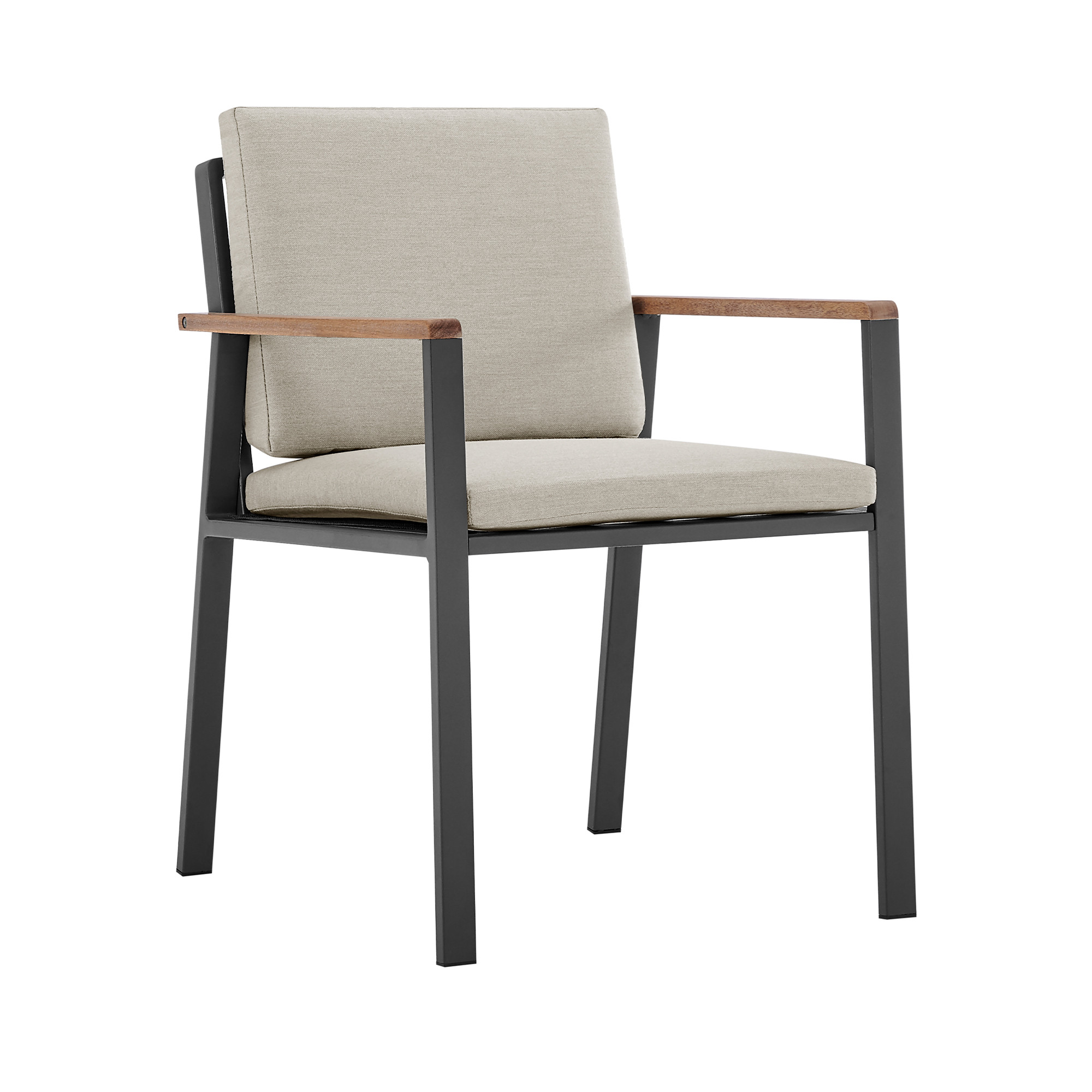 22" Light Gray Teak Outdoor Dining Chair with Taupe Cushion, Set of 2 8 22" Light Gray Teak Outdoor Dining Chair with Taupe Cushion, Set of 2