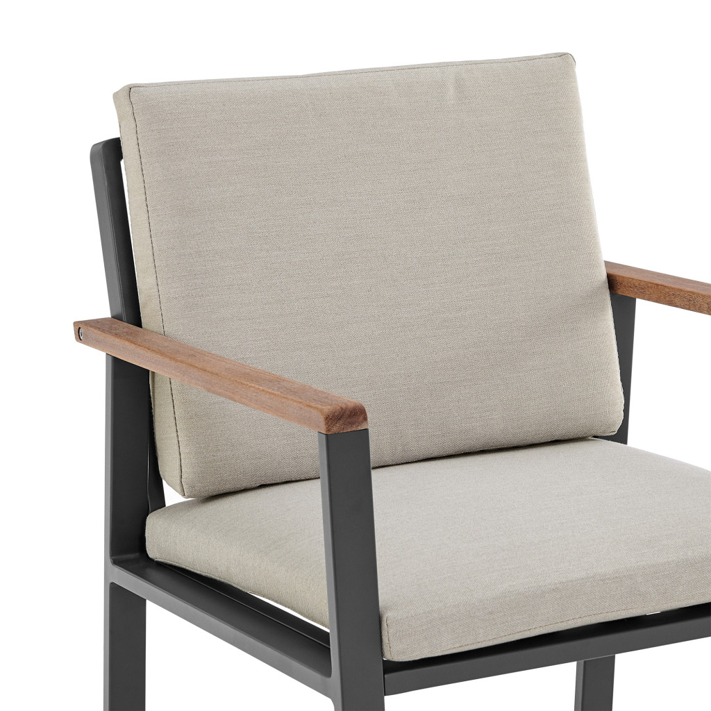22" Light Gray Teak Outdoor Dining Chair with Taupe Cushion, Set of 2 5 22" Light Gray Teak Outdoor Dining Chair with Taupe Cushion, Set of 2 - Image 5