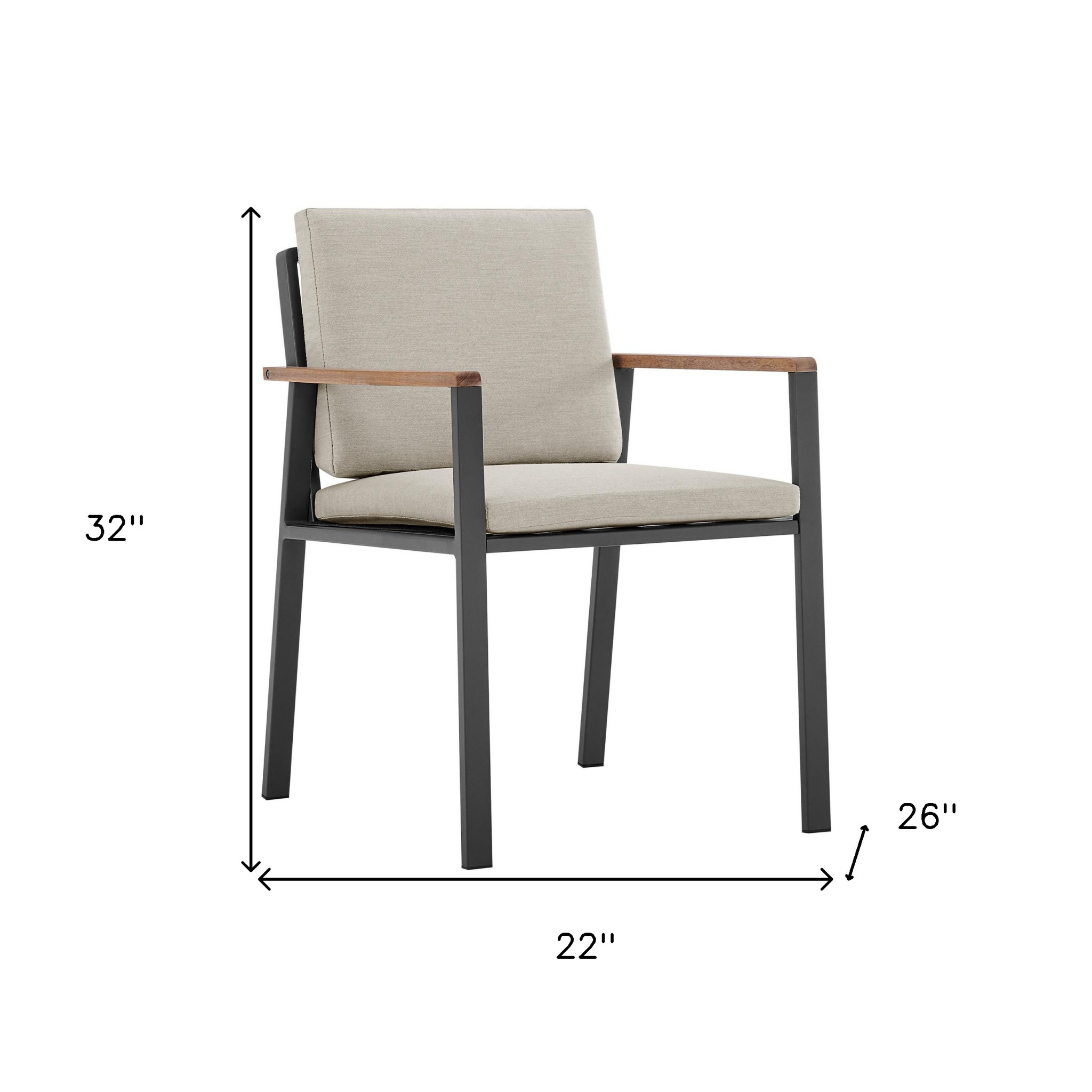 22" Light Gray Teak Outdoor Dining Chair with Taupe Cushion, Set of 2 14 22" Light Gray Teak Outdoor Dining Chair with Taupe Cushion, Set of 2
