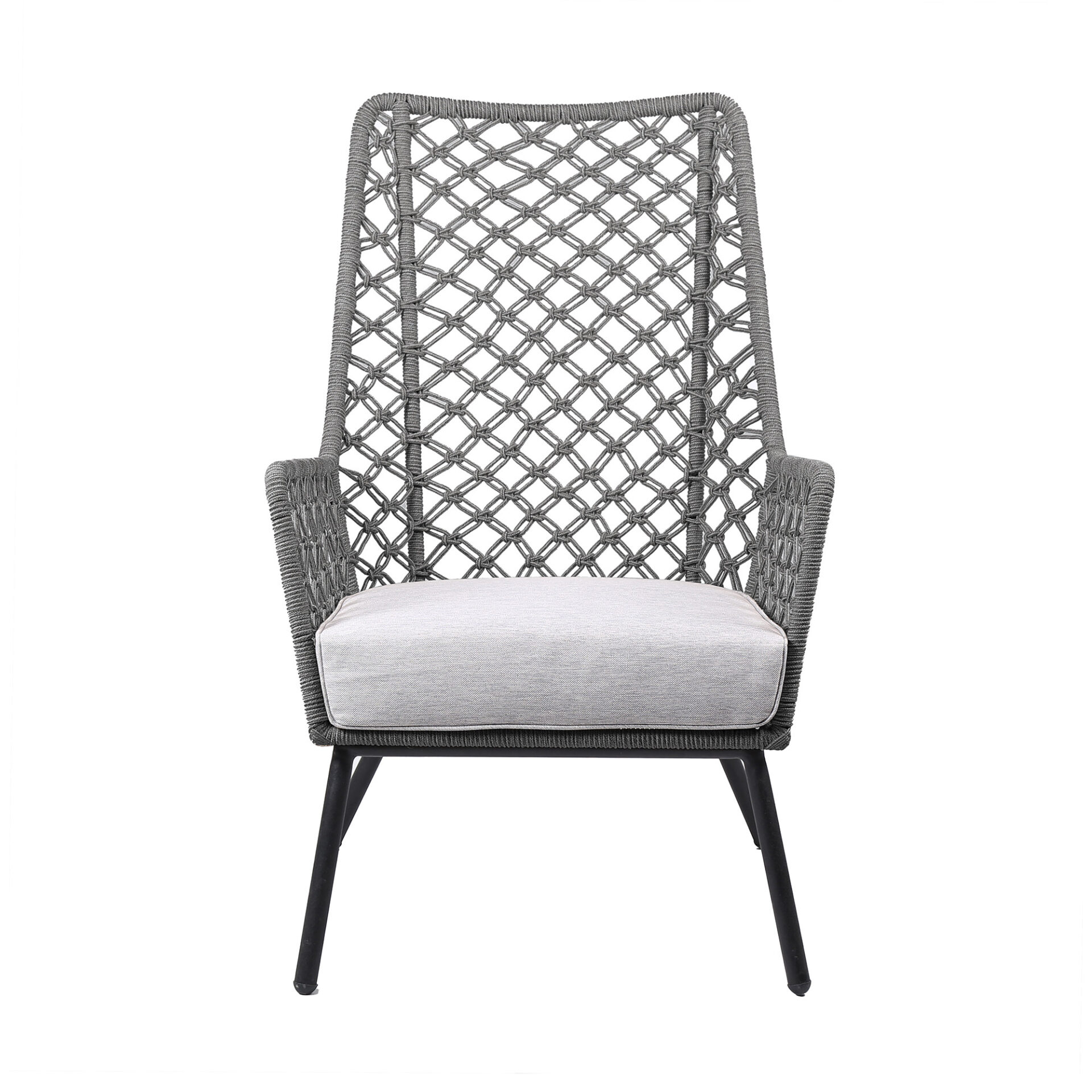 26" Gray and Black Steel Indoor Outdoor Armchair with Cushion 2 26" Gray and Black Steel Indoor Outdoor Armchair with Cushion - Image 2