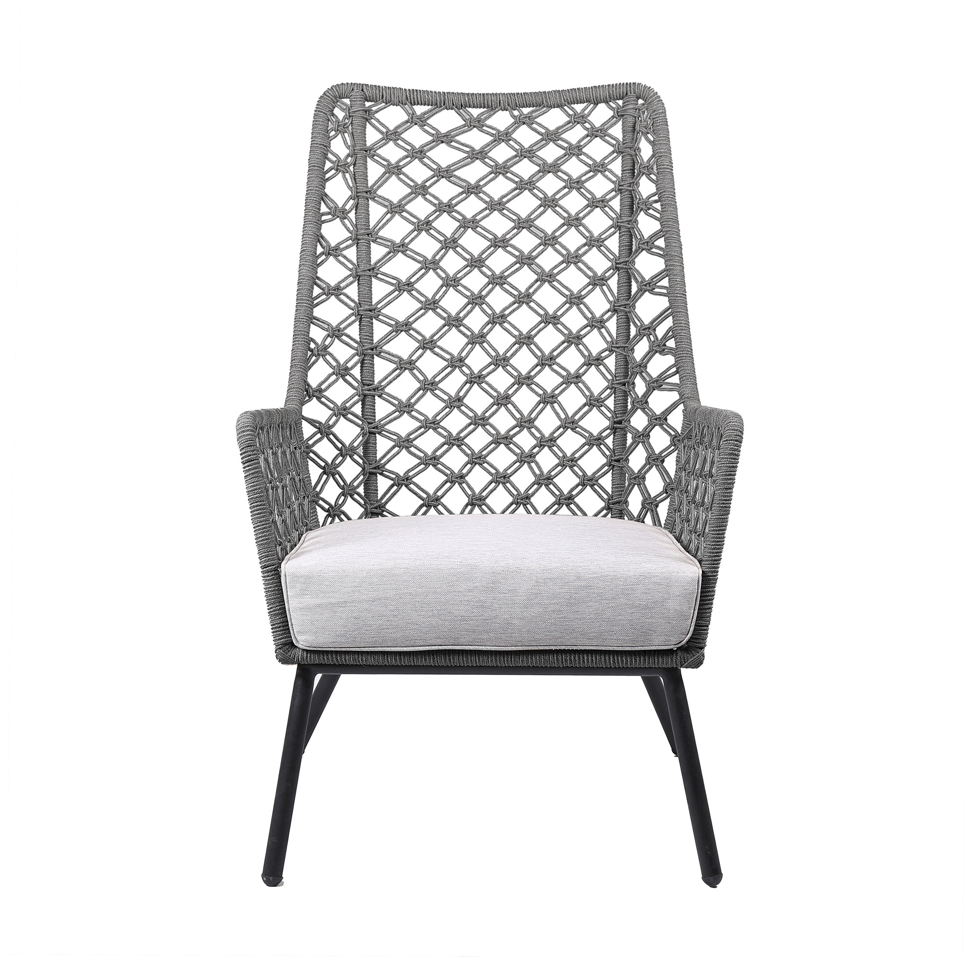 26" Gray and Black Steel Indoor Outdoor Armchair with Cushion 9 26" Gray and Black Steel Indoor Outdoor Armchair with Cushion
