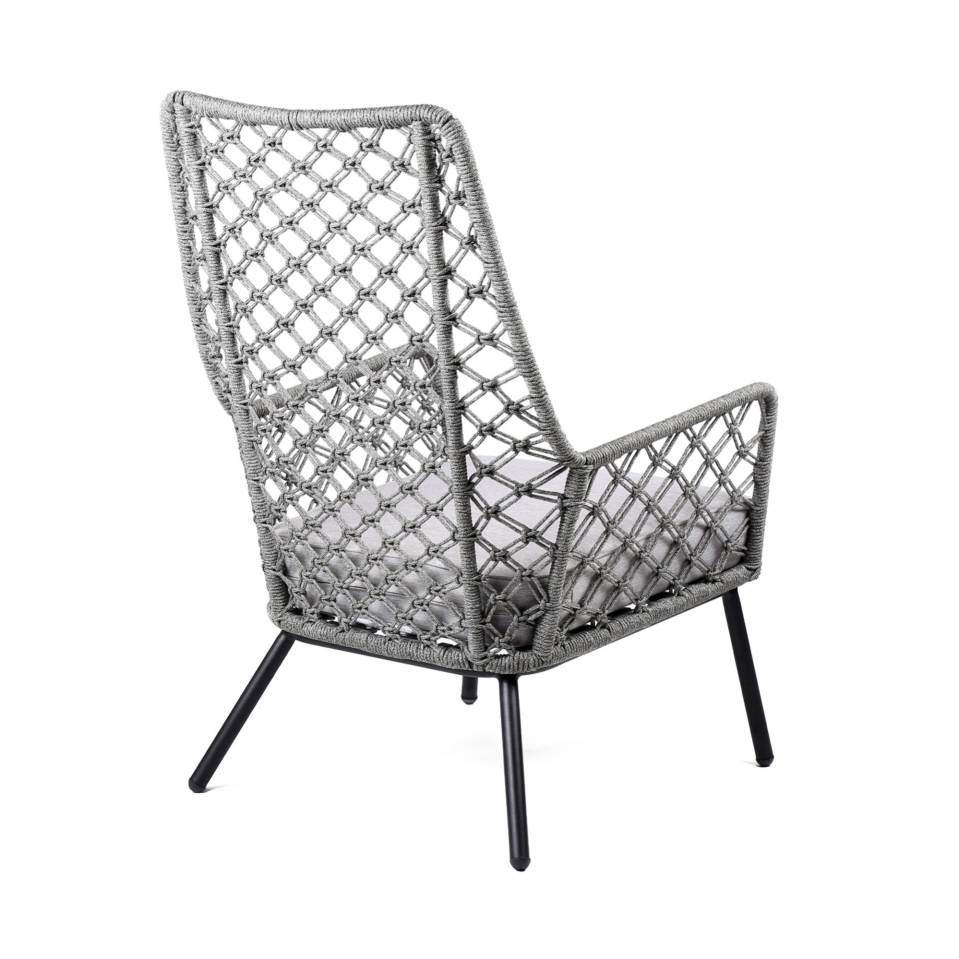26" Gray and Black Steel Indoor Outdoor Armchair with Cushion 3 26" Gray and Black Steel Indoor Outdoor Armchair with Cushion - Image 3