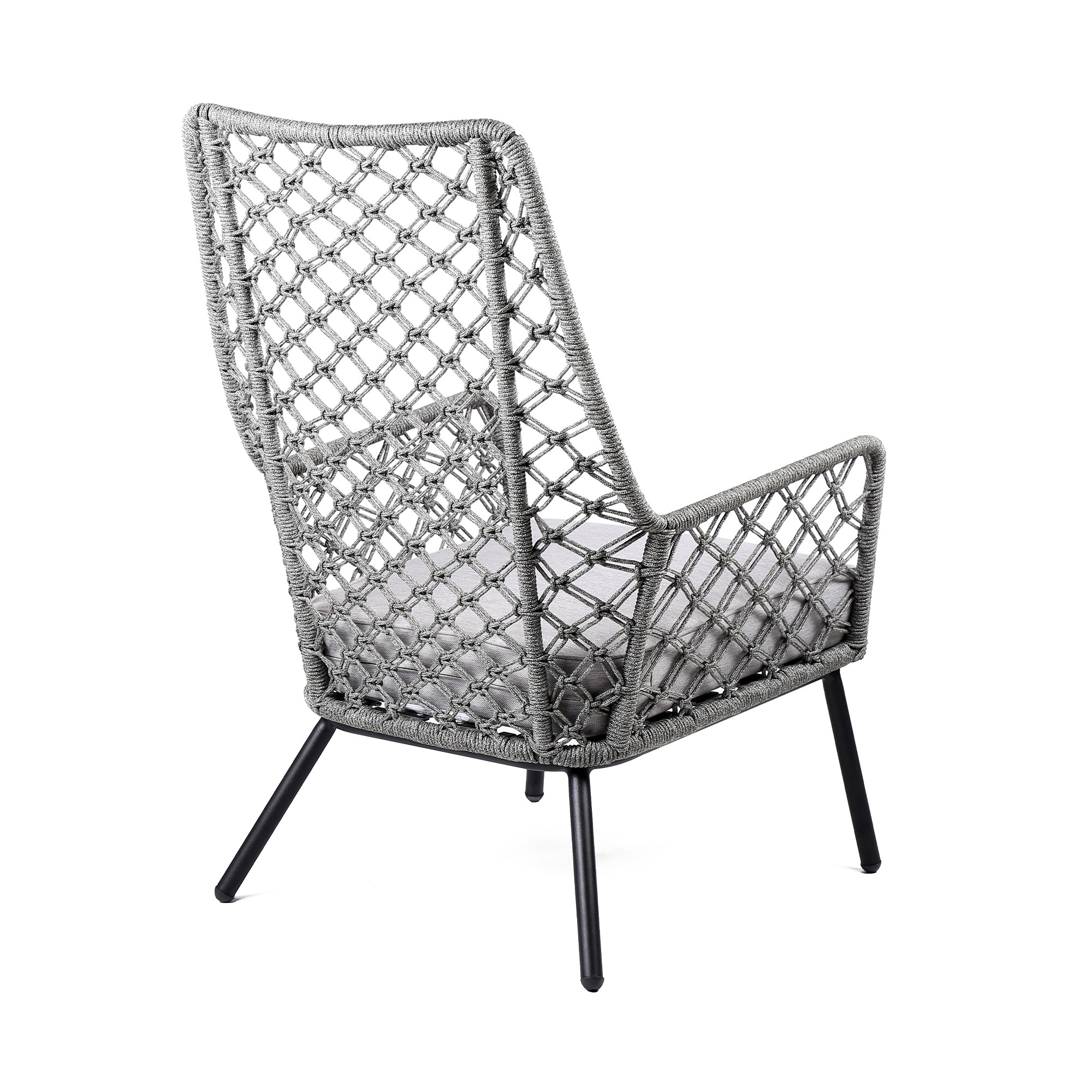 26" Gray and Black Steel Indoor Outdoor Armchair with Cushion 10 26" Gray and Black Steel Indoor Outdoor Armchair with Cushion