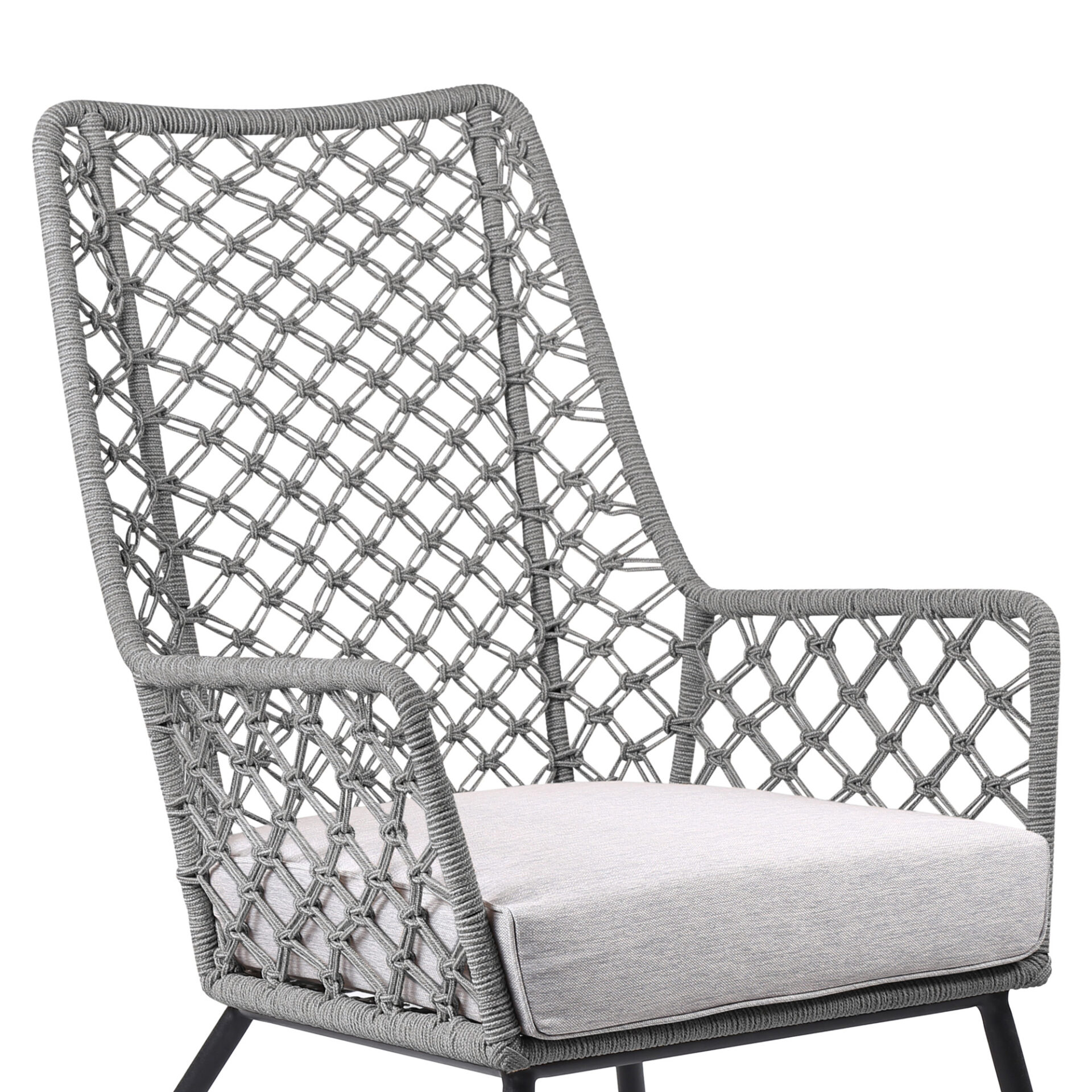 26" Gray and Black Steel Indoor Outdoor Armchair with Cushion 6 26" Gray and Black Steel Indoor Outdoor Armchair with Cushion - Image 6