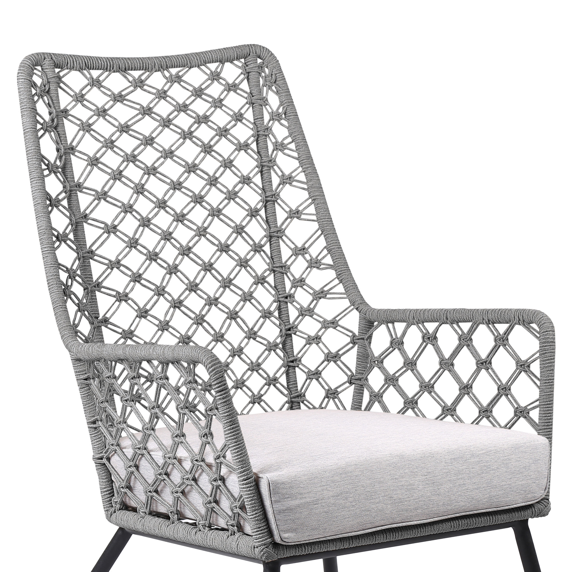 26" Gray and Black Steel Indoor Outdoor Armchair with Cushion 13 26" Gray and Black Steel Indoor Outdoor Armchair with Cushion