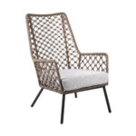 26” Gray Metal Outdoor Armchair with Cushion