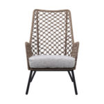 26” Gray Metal Outdoor Armchair with Cushion
