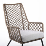 26” Gray Metal Outdoor Armchair with Cushion