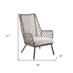 26” Gray Metal Outdoor Armchair with Cushion