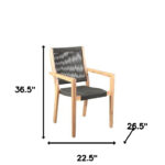 23" Charcoal and Natural Wood Outdoor Arm Chairs, Set of 2