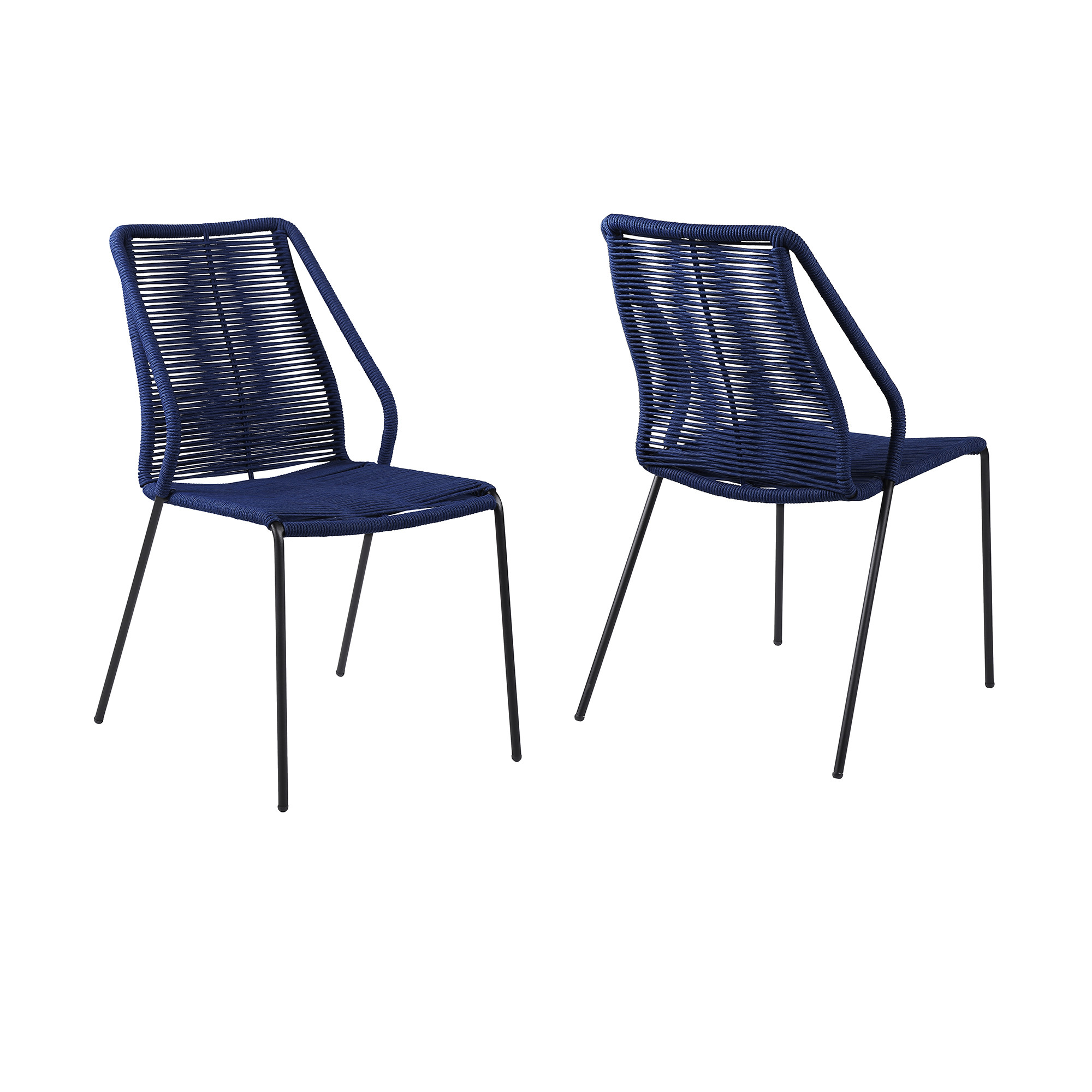 22" Blue Metal Outdoor Armchairs with Black Frame, Set of 2 12 22" Blue Metal Outdoor Armchairs with Black Frame, Set of 2