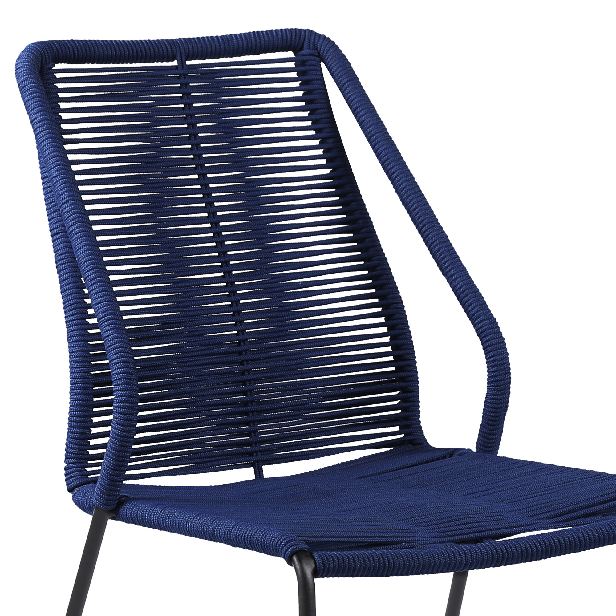 22" Blue Metal Outdoor Armchairs with Black Frame, Set of 2 13 22" Blue Metal Outdoor Armchairs with Black Frame, Set of 2