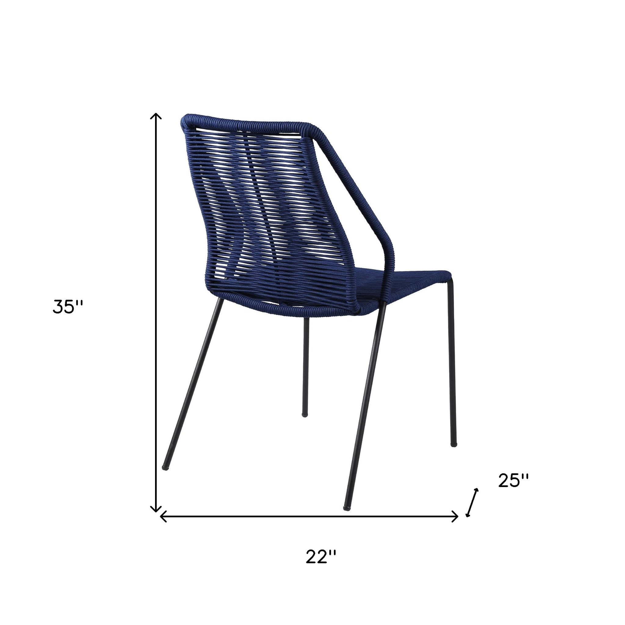 22" Blue Metal Outdoor Armchairs with Black Frame, Set of 2 14 22" Blue Metal Outdoor Armchairs with Black Frame, Set of 2