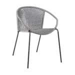 25" Gray Metal Modern Outdoor Armchairs, Set of 2