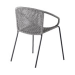 25" Gray Metal Modern Outdoor Armchairs, Set of 2