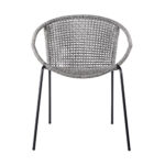 25" Gray Metal Modern Outdoor Armchairs, Set of 2