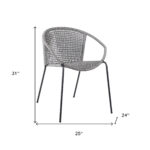 25" Gray Metal Modern Outdoor Armchairs, Set of 2