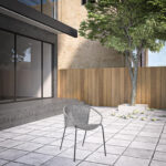 25" Gray Metal Modern Outdoor Armchairs, Set of 2