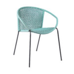 25" Green Metal Outdoor Dining Chairs with Arms, Set of 2