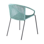 25" Green Metal Outdoor Dining Chairs with Arms, Set of 2
