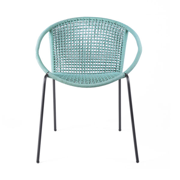 25" Green Metal Outdoor Dining Chairs with Arms, Set of 2