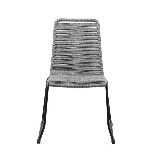 23" Gray Metal Outdoor Dining Chair, Modern Armless Design, Set of 2