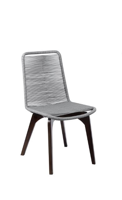 18" Silver Armless Outdoor Dining Chairs, Solid Wood, Set of 2