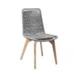 18" Gray Eucalyptus Wood Armless Outdoor Dining Chairs, Set of 2