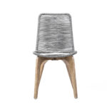 18" Gray Eucalyptus Wood Armless Outdoor Dining Chairs, Set of 2