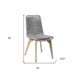 18" Gray Eucalyptus Wood Armless Outdoor Dining Chairs, Set of 2