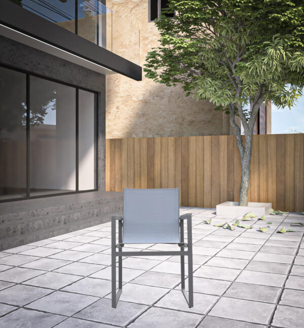 22" Light Gray Metal Outdoor Armchairs, Set of 2