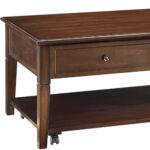 48 Inch Walnut Lift Top Coffee Table With Shelf and Wheels