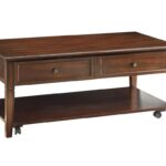 48 Inch Walnut Lift Top Coffee Table With Shelf and Wheels