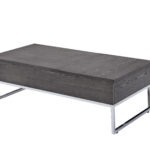 47 Inch Chrome Gray Oak Lift Top Coffee Table With Storage