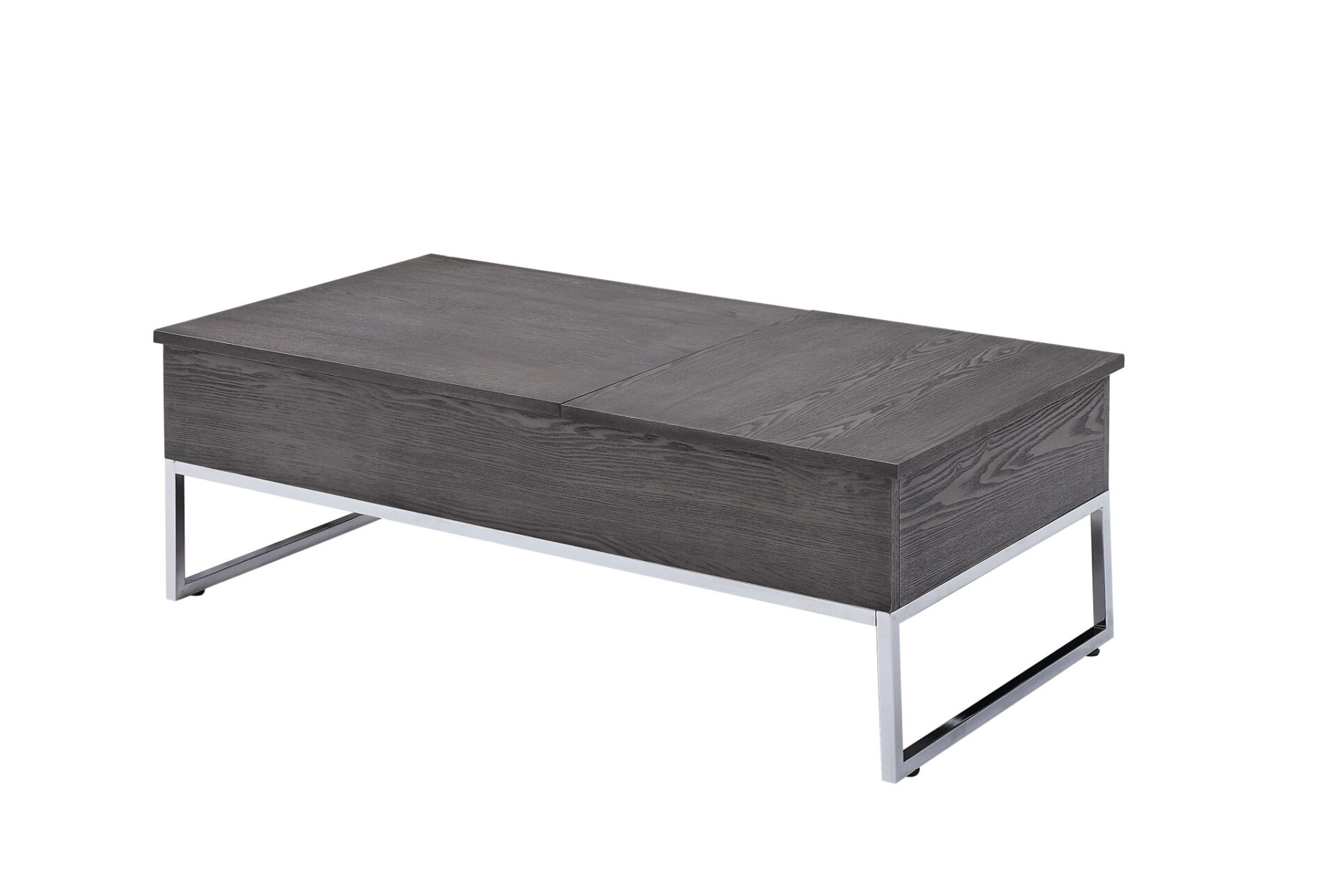 47 Inch Chrome Gray Oak Lift Top Coffee Table With Storage 1 47 Inch Chrome Gray Oak Lift Top Coffee Table With Storage