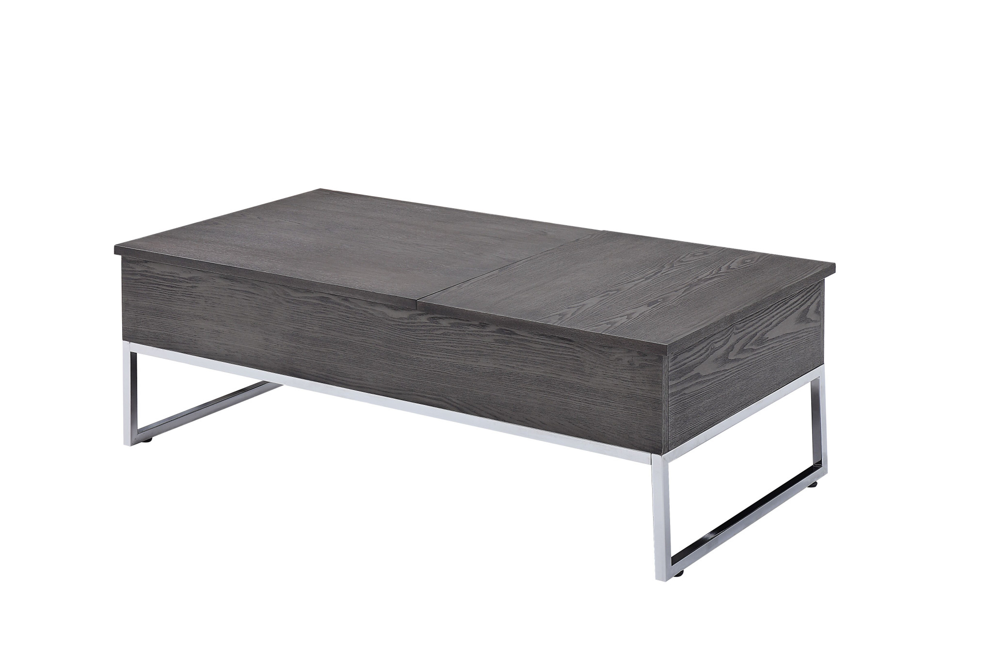 47 Inch Chrome Gray Oak Lift Top Coffee Table With Storage 6 47 Inch Chrome Gray Oak Lift Top Coffee Table With Storage
