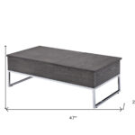 47 Inch Chrome Gray Oak Lift Top Coffee Table With Storage